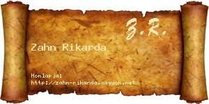Zahn Rikarda névjegykártya